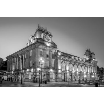 Lais Puzzle - Nachtansicht des Bahnhofs Sao Bento in Porto, Portugal in schwarz weiß - 2.000 Teile