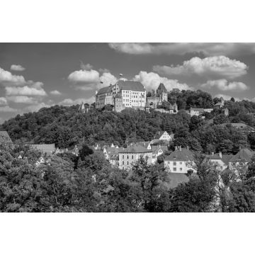 Lais Puzzle - Landshut, historische Burg Trausnitz und Altstadt, Bayern, Deutschland in schwarz weiß - 2.000 Teile