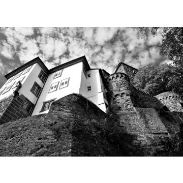 Lais Puzzle - Wormser Blick auf die Burg Zwingenberg in Baden Württemberg in schwarz weiß - 500, 1.000 & 2.000 Teile