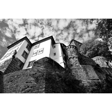 Lais Puzzle - Wormser Blick auf die Burg Zwingenberg in Baden Württemberg in schwarz weiß - 2.000 Teile