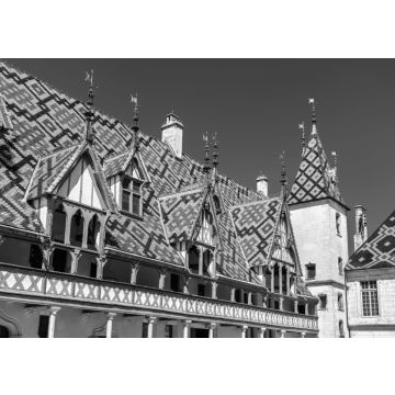 Lais Puzzle - Architektur der historischen Hospize von Beaune, Frankreich in schwarz weiß - 500, 1.000 & 2.000 Teile