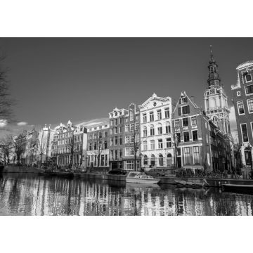 Lais Puzzle - Grachten, Boote und schöne Architektur im alten zentralen Viertel in Amsterdam in schwarz weiß - 1.000 Teile