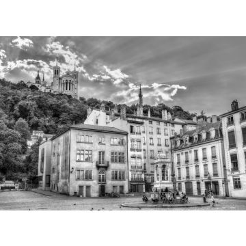 Lais Puzzle - Blick auf die Basilika Notre Dame de Fourviere in Lyon in schwarz weiß - 500, 1.000 & 2.000 Teile