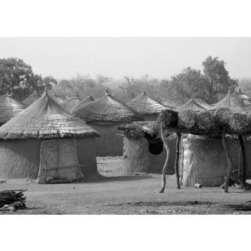 Lais Puzzle - Dorf, Häuser aus Erde und Gras, Burkina Faso, Afrika in schwarz weiß - 500, 1.000 & 2.000 Teile