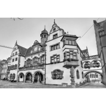 Lais Puzzle - Rathaus von Freiburg im Breisgau, Deutschland in schwarz weiß - 2.000 Teile