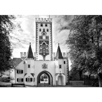 Lais Puzzle - Landsberg am Lech - Bayertor, historic town gate. Bavaria, Germany. in schwarz weiß - 500, 1.000 & 2.000 Teile