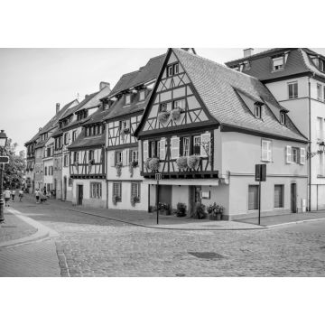 Lais Puzzle - Blick auf die Altstadt mit schönen Fachwerkhäusern in Colmar, berühmte französische Stadt im Elsass in schwarz weiß - 1.000 Teile
