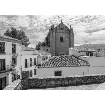 Lais Puzzle - Kirche im Dorf Ronda mit weißen Häusern, Andalusien, Spanien in schwarz weiß - 500, 1.000 & 2.000 Teile