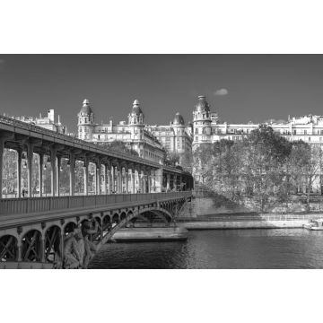 Lais Puzzle - Paris, Panorama im Herbst, die Bir-Hakeim-Brücke und schöne Pariser Gebäude, Blick auf die Seine in schwarz weiß - 2.000 Teile