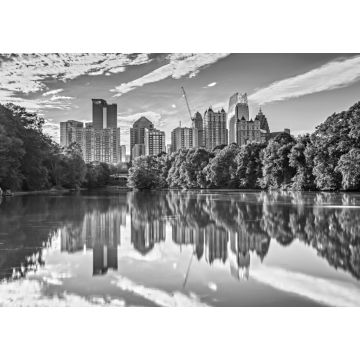 Lais Puzzle - Skyline von Atlanta vom Piedmont Park aus in schwarz weiß - 1.000 Teile
