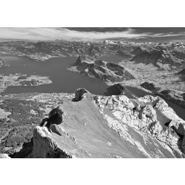 Lais Puzzle - Luzernersee und Alpengipfel aus der Luft vom Pilatus in schwarz weiß - 500, 1.000 & 2.000 Teile