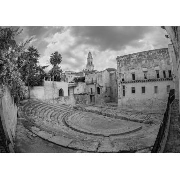 Lais Puzzle - Römisches historisches Theater, antikes Bauwerk Italiens in der alten historischen Stadt Lecce in schwarz weiß - 1.000 Teile