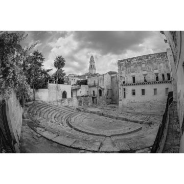 Lais Puzzle - Römisches historisches Theater, antikes Bauwerk Italiens in der alten historischen Stadt Lecce in schwarz weiß - 2.000 Teile