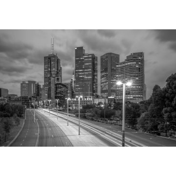 Lais Puzzle - Skyline von Melbourne im City Business District in schwarz weiß - 2.000 Teile
