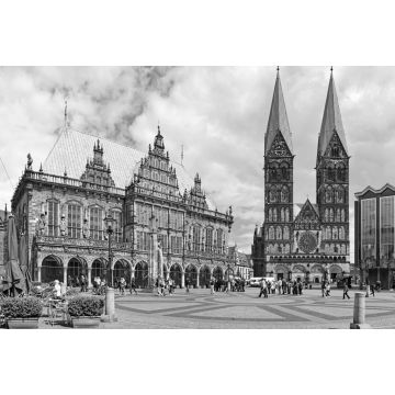 Lais Puzzle - Bremen Marktplatz mit Rathaus und Kathedrale in schwarz weiß - 2.000 Teile
