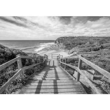 Lais Puzzle - Spaziergang am legendären Bells Beach - dem Strand des Kultfilms Point Break, in der Nähe von Torquay, dem Tor zur Surf Coast von Victoria, Australien in schwarz weiß - 500, 1.000 & 2.000 Teile