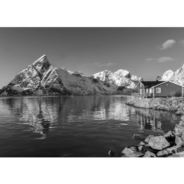 Lais Puzzle - Reine, Lofoten-Inseln, Norwegen in schwarz weiß - 500, 1.000 & 2.000 Teile