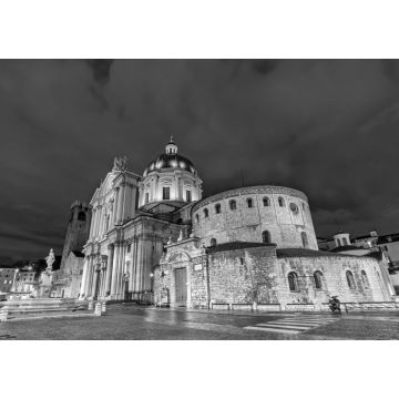 Lais Puzzle - Alter und Neuer Dom von Brescia am Abend in schwarz weiß - 1.000 Teile