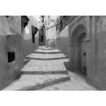 Lais Puzzle - Blick auf eine Straße in der Stadt Chefchaouen in Marokko in schwarz weiß - 500, 1.000 & 2.000 Teile