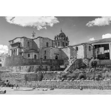 Lais Puzzle - Qorikancha-Ruinen und das Kloster Santo Domingo in Cuzco, Peru. in schwarz weiß - 1.000 Teile