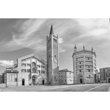 Lais Puzzle - Panorama der Piazza Duomo in Parma in schwarz weiß - 2.000 Teile