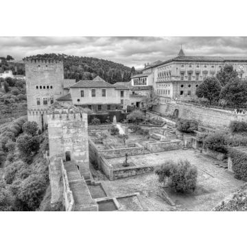 Lais Puzzle - Blick aus der Vogelperspektive auf den berühmten Alhambra-Palast und -Garten in Granada, Spanien in schwarz weiß - 500, 1.000 & 2.000 Teile