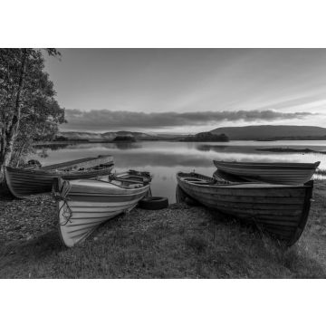 Lais Puzzle - Boote auf dem Lough Corrib, Grafschaft Galway, Connemara, Irland in schwarz weiß - 500, 1.000 & 2.000 Teile