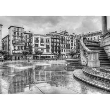 Lais Puzzle - Häuser auf der Plaza del Castillo in Pamplona in schwarz weiß - 500, 1.000 & 2.000 Teile