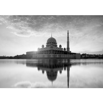 Lais Puzzle - Putra-Moschee bei Sonnenaufgang mit Spiegelung, Malaysia in schwarz weiß - 500, 1.000 & 2.000 Teile