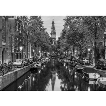 Lais Puzzle - Amsterdam City, beleuchtetes Gebäude und Kanal bei Nacht, Niederlande in schwarz weiß - 500, 1.000 & 2.000 Teile