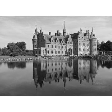 Lais Puzzle - Die Wasserburg Schloss Egeskov auf Fünen in Dänemark in schwarz weiß - 1.000 Teile