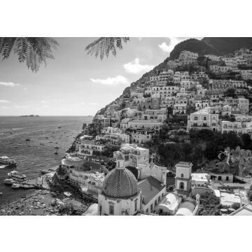 Lais Puzzle - Panorama der Stadt Positano, Amalfiküste, Italien in schwarz weiß - 500, 1.000 & 2.000 Teile