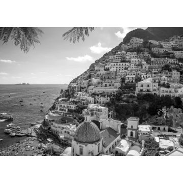 Lais Puzzle - Panorama der Stadt Positano, Amalfiküste, Italien in schwarz weiß - 1.000 Teile