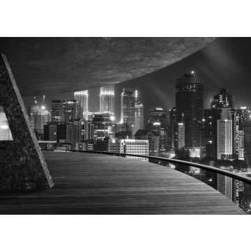 Lais Puzzle - Blick vom Balkon im Freien, Kuala Lumpur Stadt Nacht Nacht Szene in schwarz weiß - 500, 1.000 & 2.000 Teile