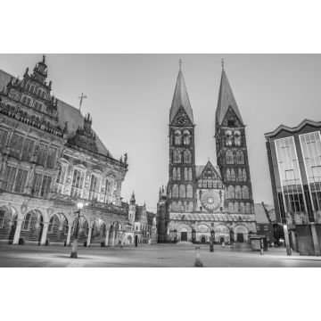 Lais Puzzle - Historischer Marktplatz von Bremen, Deutschland in schwarz weiß - 2.000 Teile