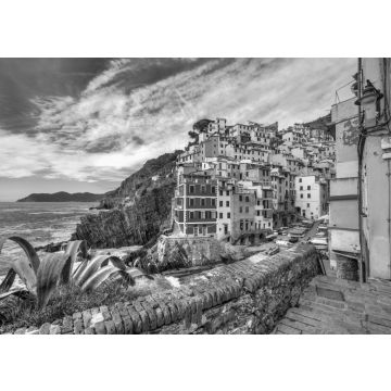 Lais Puzzle - Riomaggiore, Nationalpark Cinque Terre, Ligurien, Italien in schwarz weiß - 500, 1.000 & 2.000 Teile