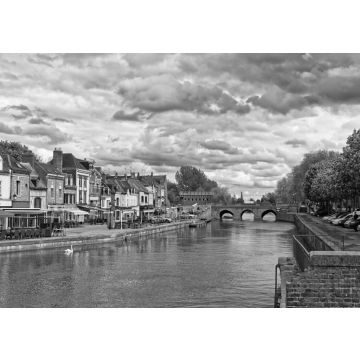 Lais Puzzle - Belu Quay mit traditionellen Häusern und Somme-Fluss in Amiens in schwarz weiß - 500, 1.000 & 2.000 Teile