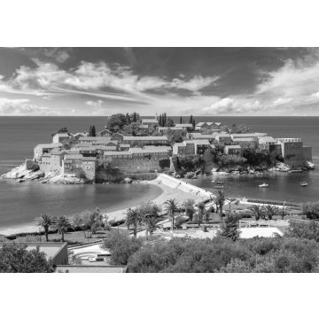 Lais Puzzle - Insel Sveti Stefan in Budva in schwarz weiß - 500, 1.000 & 2.000 Teile