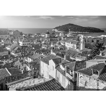 Lais Puzzle - Panorama der Dächer der Altstadt von Dubrovnik bei Sonnenuntergang. Europa, Kroatien in schwarz weiß - 500, 1.000 & 2.000 Teile