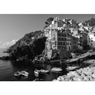 Lais Puzzle - Riomaggiore, berühmter Ort in Ligurien, Italien in schwarz weiß - 500, 1.000 & 2.000 Teile