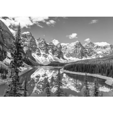 Lais Puzzle - Moränensee im Banff National Park, Kanadische Rockies, Kanada. Sonniger Sommertag mit strahlend blauem Himmel in schwarz weiß - 500, 1.000 & 2.000 Teile