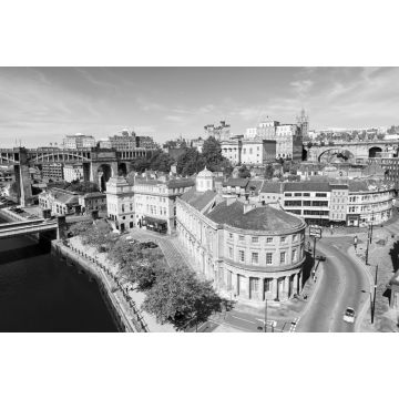Lais Puzzle - Newcastle's Quayside, Castle Keep und Kathedrale am Fluss Tyne in schwarz weiß - 2.000 Teile