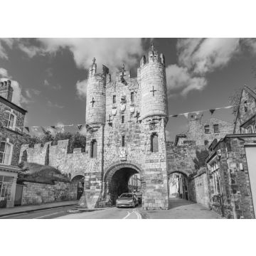 Lais Puzzle - Micklegate - altes mittelalterliches Tor von York, England in schwarz weiß - 500, 1.000 & 2.000 Teile