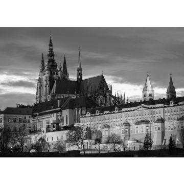Lais Puzzle - Die Prager Burg bei Sonnenuntergang, Prag, Tschechische Republik, Europa. Schöner, einer der größten bewohnten Burgkomplexe der Welt in schwarz weiß - 500, 1.000 & 2.000 Teile