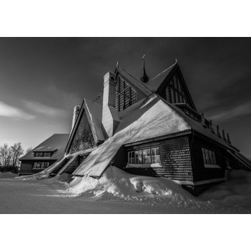 Lais Puzzle - Lappland, Schweden: Die Kirche von Kiruna, Schweden in schwarz weiß - 1.000 Teile