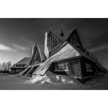 Lais Puzzle - Lappland, Schweden: Die Kirche von Kiruna, Schweden in schwarz weiß - 2.000 Teile