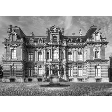 Lais Puzzle - Altes Champagner-Produktionshaus Chateau-Perrier in Epernay, Frankreich in schwarz weiß - 500, 1.000 & 2.000 Teile