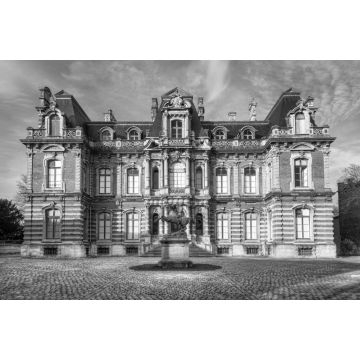 Lais Puzzle - Altes Champagner-Produktionshaus Chateau-Perrier in Epernay, Frankreich in schwarz weiß - 2.000 Teile