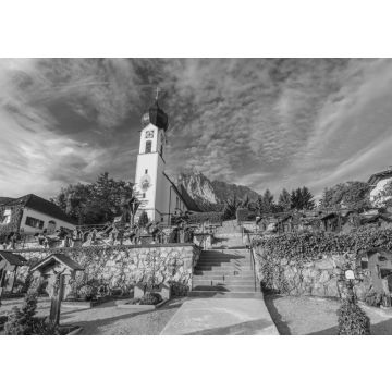 Lais Puzzle - Dorf Grainau und Zugspitze in Deutschland, Garmisch-Partenkirchen, Deutschland in schwarz weiß - 500, 1.000 & 2.000 Teile