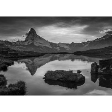 Lais Puzzle - Sonnenuntergang über dem Matterhorn, Zermatt, Schweiz in schwarz weiß - 1.000 Teile
